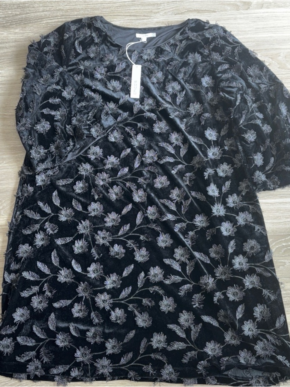 Chico's Black Floral Burnout Velvet Dress